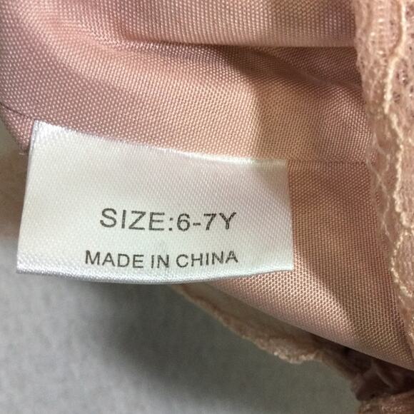 GIRL'S PARTY DRESS 6-7Y pink mauve lace chiffon ruffle sleeve maxi NEW B74 - Picture 6 of 7